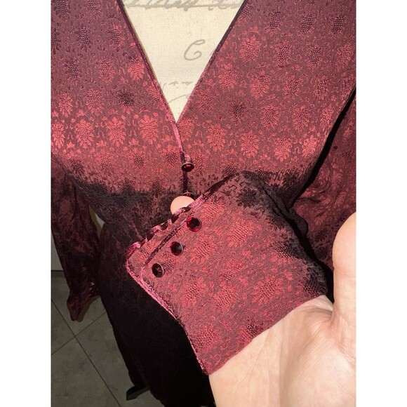 Vintage 80s Umi Collections By Anne Crimmins Silk Midi Dress In Ruby Red Size 4 - Picture 3 of 6